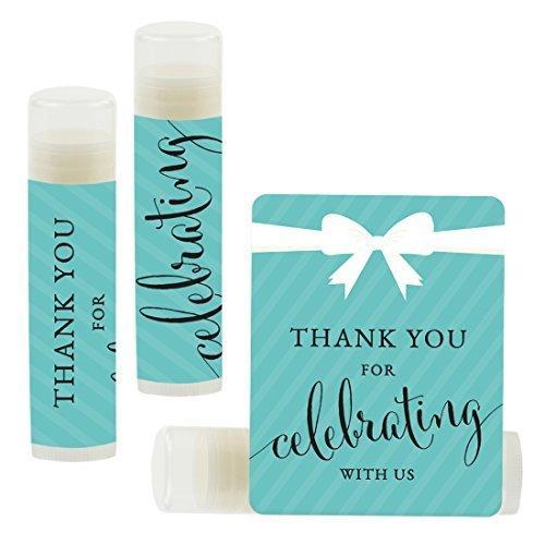 Set of 12 Thank You for Celebrating with US, Lip Balm Favors-Set of 12-Andaz Press-Faux Gold Glitter Shimmer-