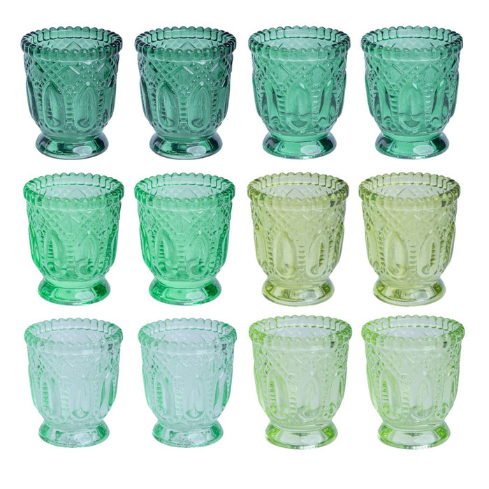 Set of 12 Vintage Ombre Glass Votive Candle Holders Bulk Pack-Koyal Wholesale-Blue-Set of 1 (12 PC)-