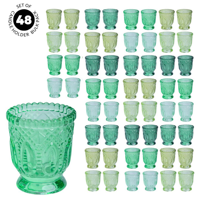 Set of 12 Vintage Ombre Glass Votive Candle Holders Bulk Pack-Koyal Wholesale-Blue-Set of 1 (12 PC)-