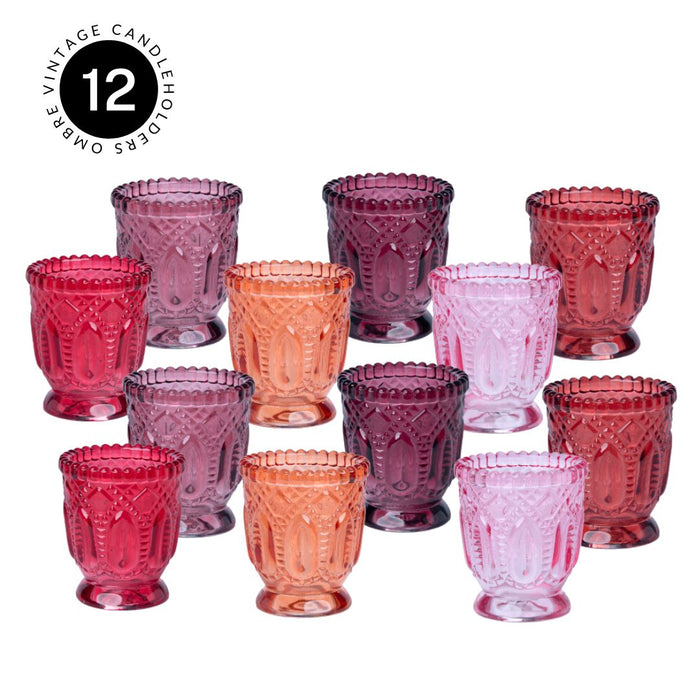 Set of 12 Vintage Ombre Glass Votive Candle Holders Bulk Pack-Koyal Wholesale-Blue-Set of 1 (12 PC)-