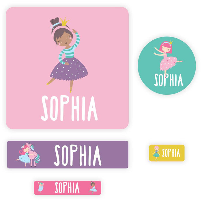 Set of 120 Custom Waterproof School Name Labels, Back to School Supplies-Set of 120-Andaz Press-Ballerina-
