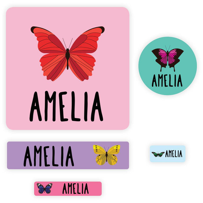Set of 120 Custom Waterproof School Name Labels, Back to School Supplies-Set of 120-Andaz Press-Butterflies-