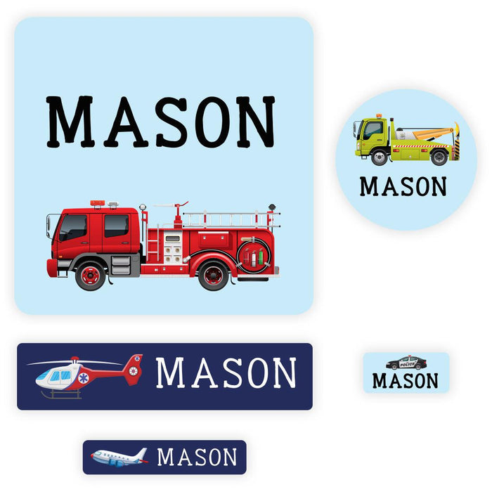 Set of 120 Custom Waterproof School Name Labels, Back to School Supplies-Set of 120-Andaz Press-Emergency Squad-