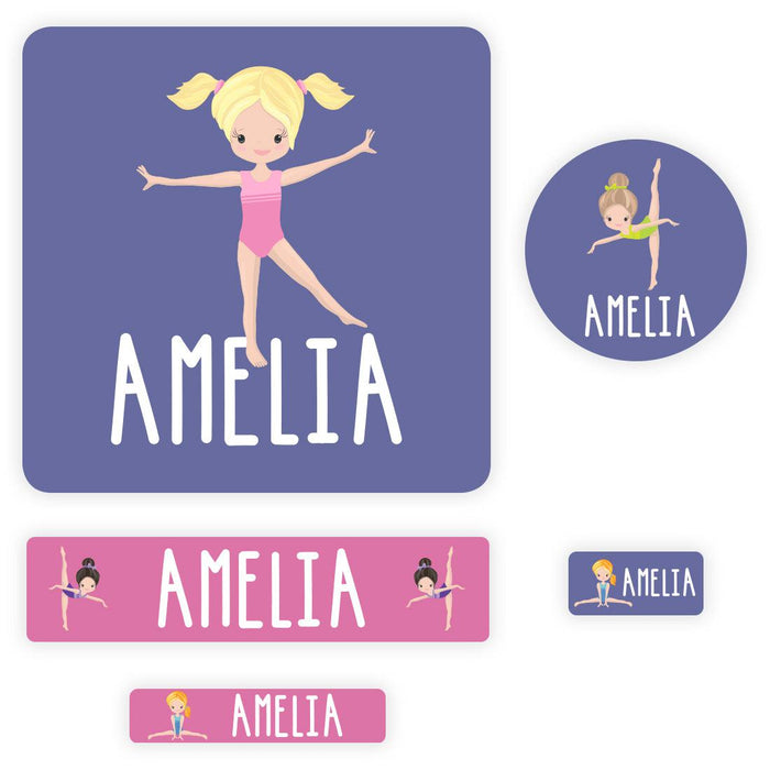 Set of 120 Custom Waterproof School Name Labels, Back to School Supplies-Set of 120-Andaz Press-Gymnastics-