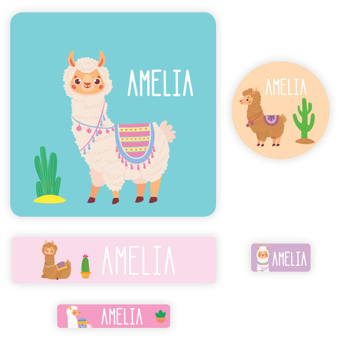 Set of 120 Custom Waterproof School Name Labels, Back to School Supplies-Set of 120-Andaz Press-Llama-