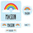 Set of 120 Custom Waterproof School Name Labels, Back to School Supplies-Set of 120-Andaz Press-Rainbow-