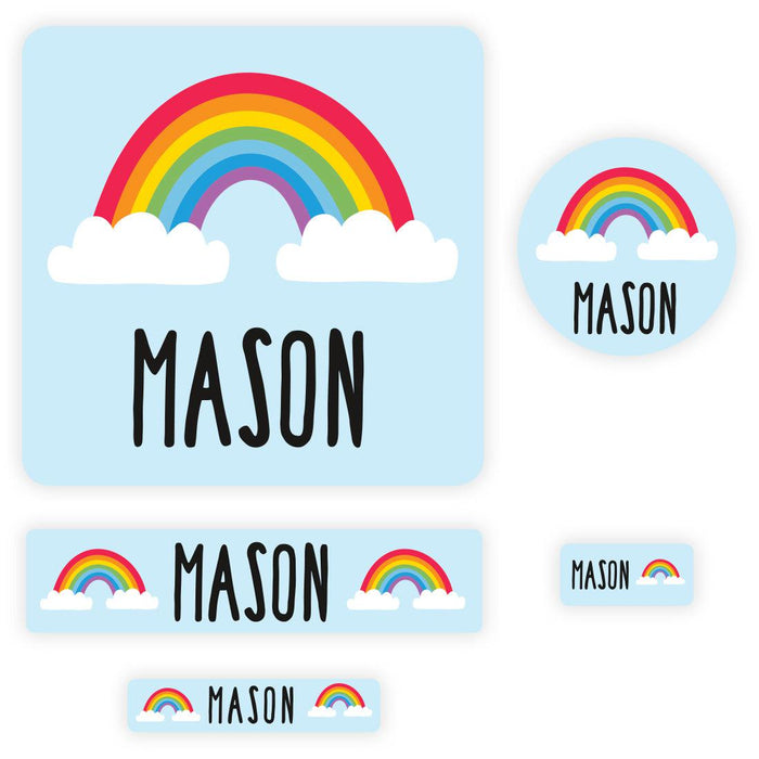 Set of 120 Custom Waterproof School Name Labels, Back to School Supplies-Set of 120-Andaz Press-Rainbow-