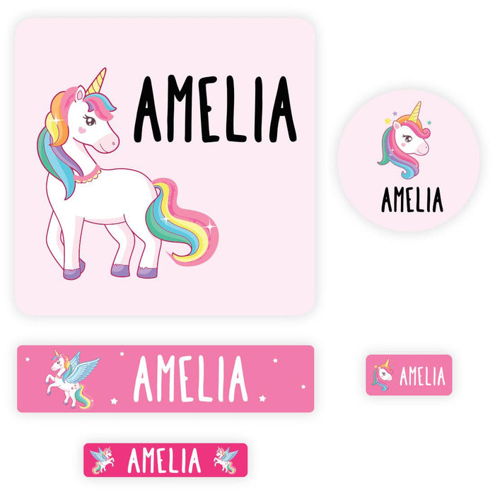 Set of 120 Custom Waterproof School Name Labels, Back to School Supplies-Set of 120-Andaz Press-Unicorn-
