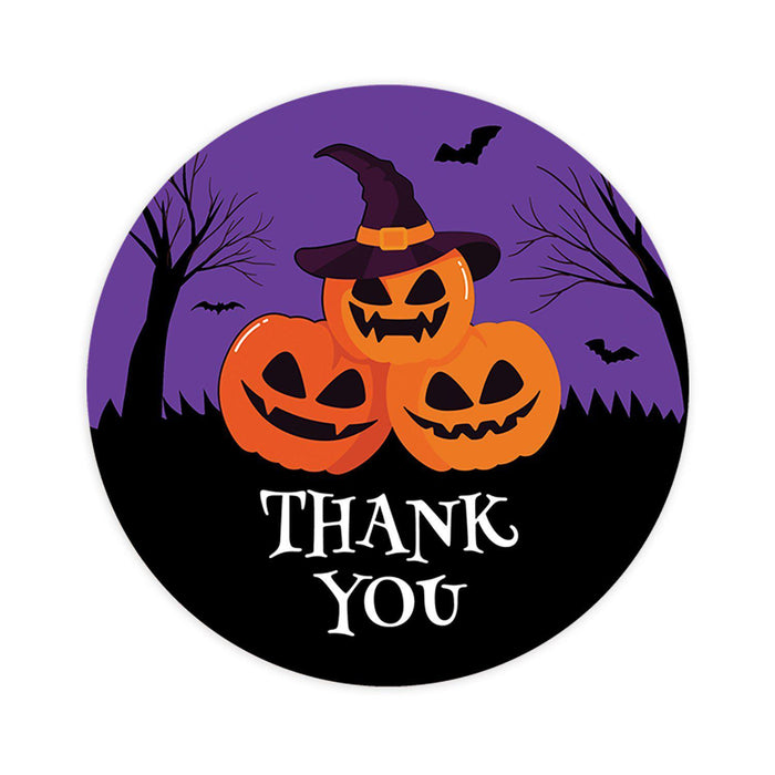 Set of 120 Halloween Thank You Stickers Labels For Kids Treat Bags Goodie, Halloween Party Favors-Set of 120-Andaz Press-Happy Jack O' Lantern-