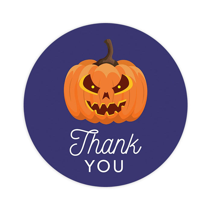 Set of 120 Halloween Thank You Stickers Labels For Kids Treat Bags Goodie, Halloween Party Favors-Set of 120-Andaz Press-Happy Jack O' Lantern-