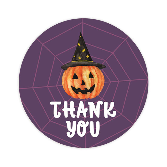 Set of 120 Halloween Thank You Stickers Labels For Kids Treat Bags Goodie, Halloween Party Favors-Set of 120-Andaz Press-Happy Jack O' Lantern-