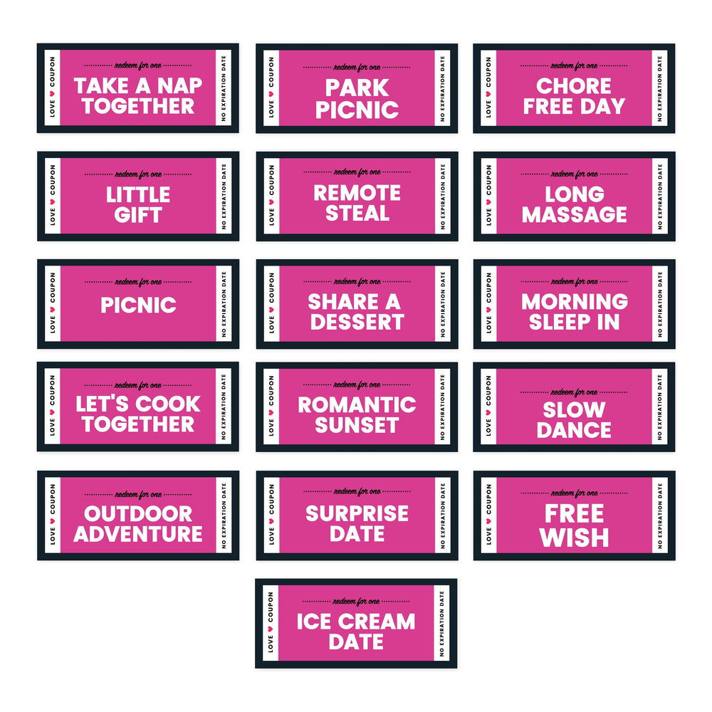 Set of 16 Couples Coupons-Set of 16-Andaz Press-Fuchsia Love-