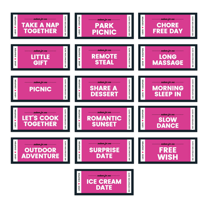Set of 16 Couples Coupons-Set of 16-Andaz Press-Fuchsia Love-