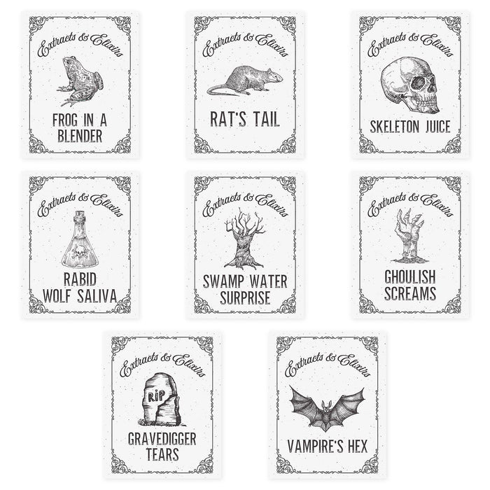 Set of 16 Halloween Wine Bottle Labels Potion Bottles Halloween Decor Apothecary Halloween Decor Vintage Halloween Decor-Set of 16-Andaz Press-Classic-