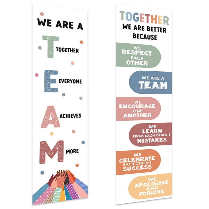 Set of 2 Boho Classroom Banner Poster Sign for Teachers, Door Wall Decor-Set of 2-Andaz Press-The Power of Yet Growth Mindset Posters-