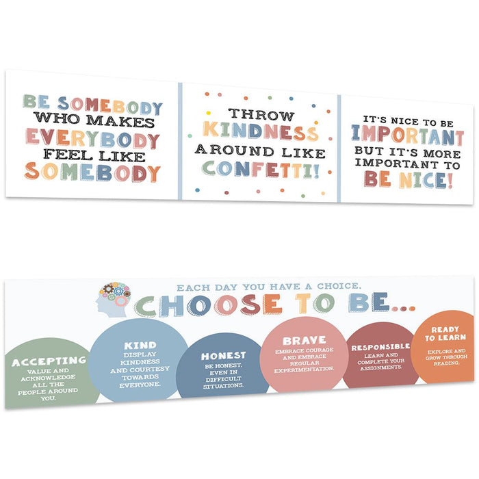 Set of 2 Boho Classroom Banner Poster Sign for Teachers, Door Wall Decor-Set of 2-Andaz Press-The Power of Yet Growth Mindset Posters-