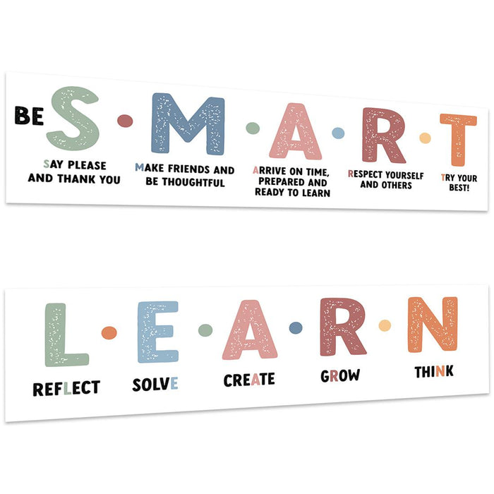 Set of 2 Boho Classroom Banner Poster Sign for Teachers, Door Wall Decor-Set of 2-Andaz Press-The Power of Yet Growth Mindset Posters-