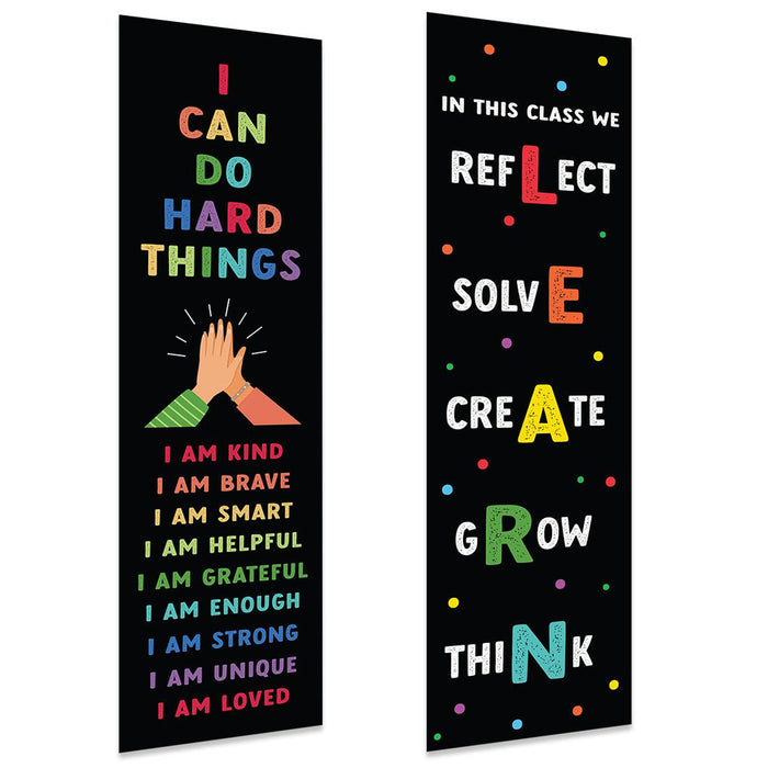 Set of 2 Classic Rainbow Classroom Banner Poster Sign for Teachers, Door Wall Decor-Set of 2-Andaz Press-The Power of Yet Growth Mindset Posters-