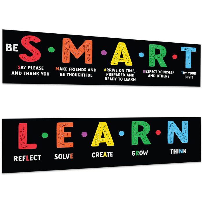 Set of 2 Classic Rainbow Classroom Banner Poster Sign for Teachers, Door Wall Decor-Set of 2-Andaz Press-The Power of Yet Growth Mindset Posters-