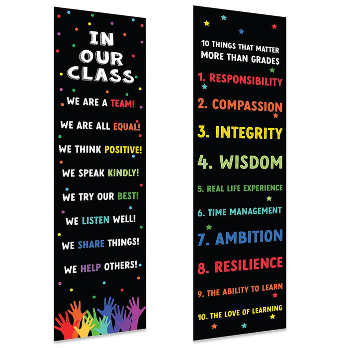 Set of 2 Classic Rainbow Classroom Banner Poster Sign for Teachers, Door Wall Decor-Set of 2-Andaz Press-The Power of Yet Growth Mindset Posters-