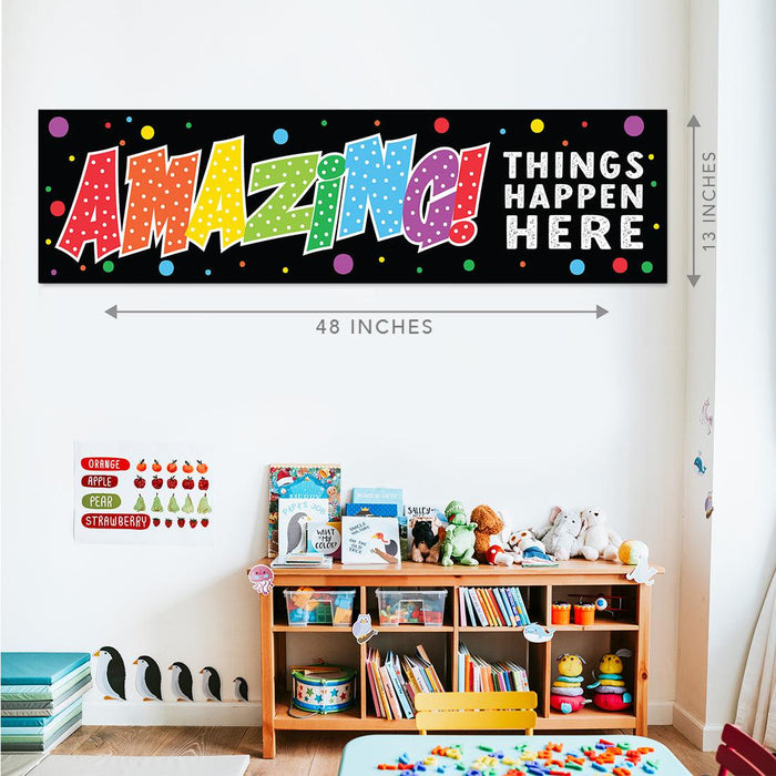Set of 2 Classic Rainbow Classroom Banner Poster Sign for Teachers, Door Wall Decor-Set of 2-Andaz Press-The Power of Yet Growth Mindset Posters-