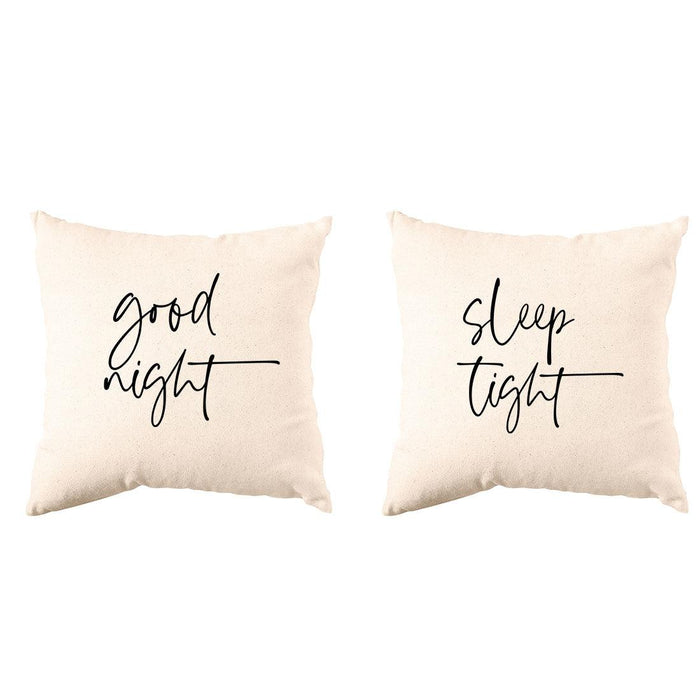 Set of 2 Decorative Throw Pillow Covers - Pillowcase for Wedding Couple | Home Decor-Set of 2-Andaz Press-Good Night Sleep Tight-