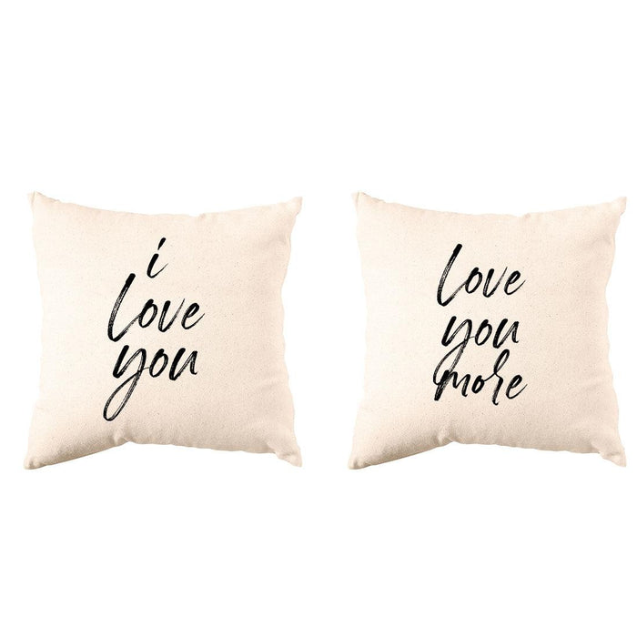 Set of 2 Decorative Throw Pillow Covers - Pillowcase for Wedding Couple | Home Decor-Set of 2-Andaz Press-I Love You Love You More-