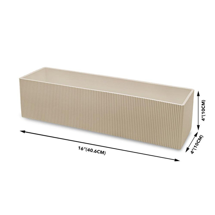 Set of 2 Long Ribbed Rectangle Vases-Set of 2-Koyal Wholesale-Desert Tan-