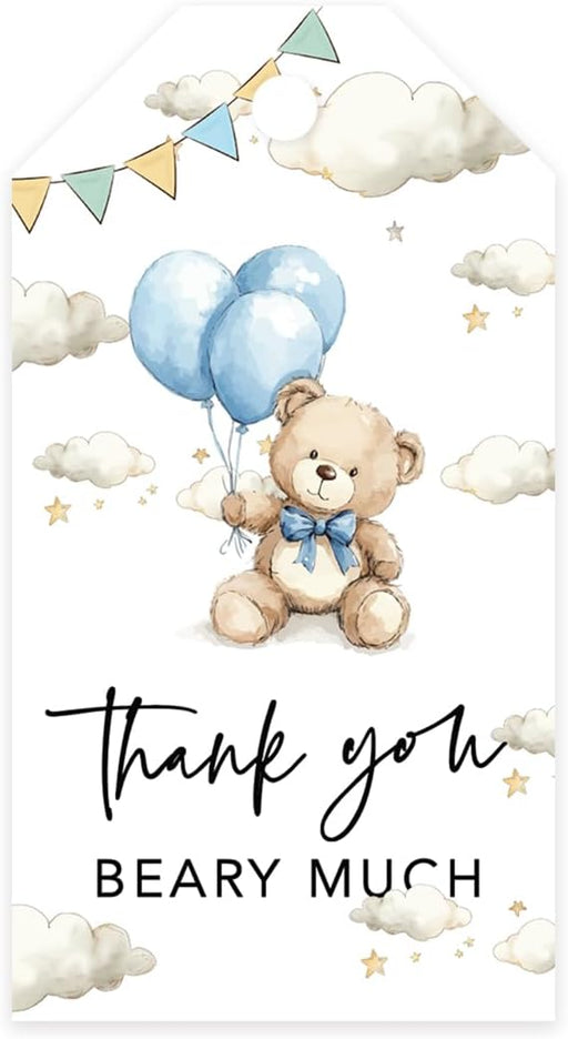 Set of 20 Baby Shower Thank You Tags with String – Party Favor Decorations-Set of 20-Andaz Press-Baby Blue-