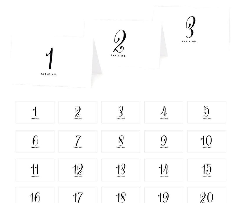 Set of 20 Formal Black & White Table Tent Place Cards-Set of 20-Andaz Press-Blank-