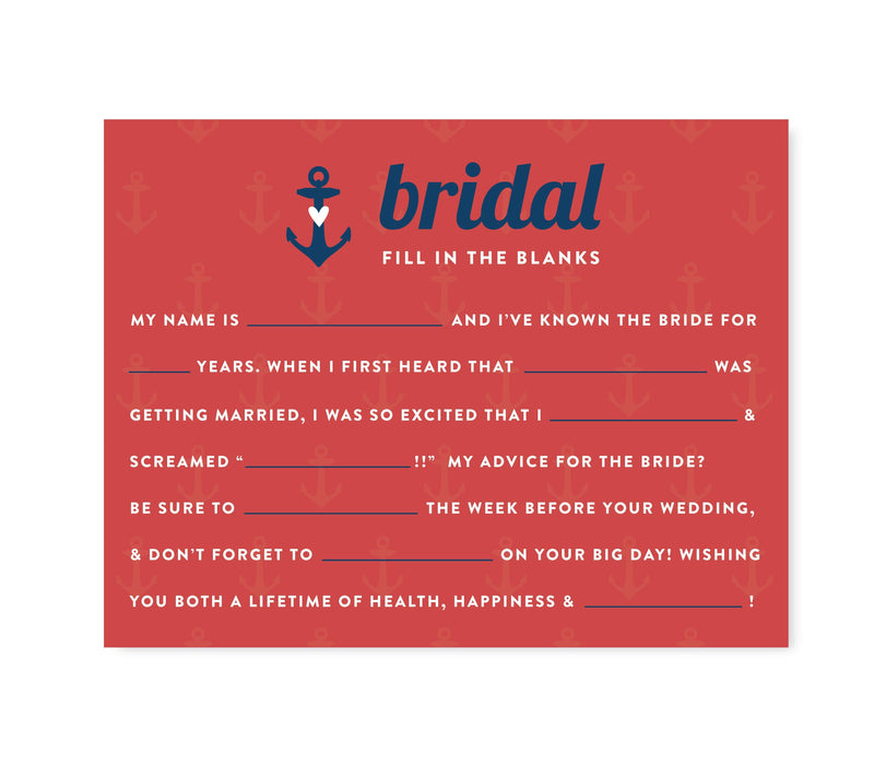 Set of 20 Nautical Ocean Adventure Wedding Bridal Shower Game Cards-Set of 20-Andaz Press-What's In Your Purse?-