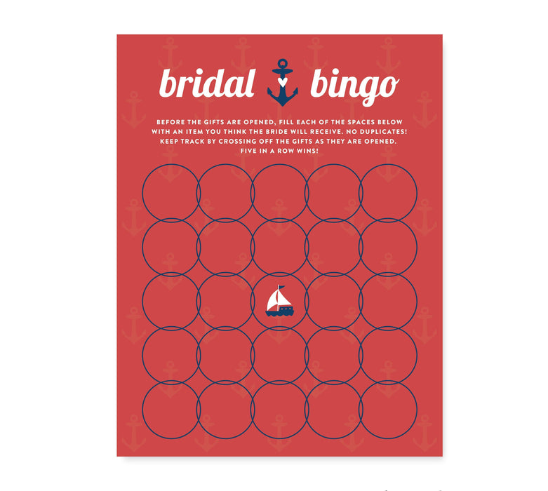 Set of 20 Nautical Ocean Adventure Wedding Bridal Shower Game Cards-Set of 20-Andaz Press-Bridal Shower Bingo-