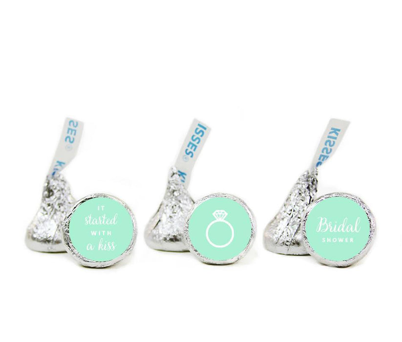 Set of 216 Bridal Shower Hershey's Kisses Stickers-Set of 216-Andaz Press-Mint Green-