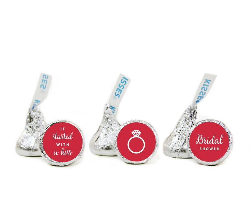 Set of 216 Bridal Shower Hershey's Kisses Stickers-Set of 216-Andaz Press-Red-