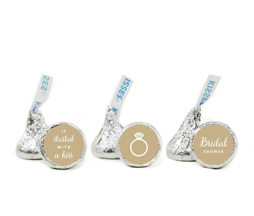 Set of 216 Bridal Shower Hershey's Kisses Stickers-Set of 216-Andaz Press-Tan-