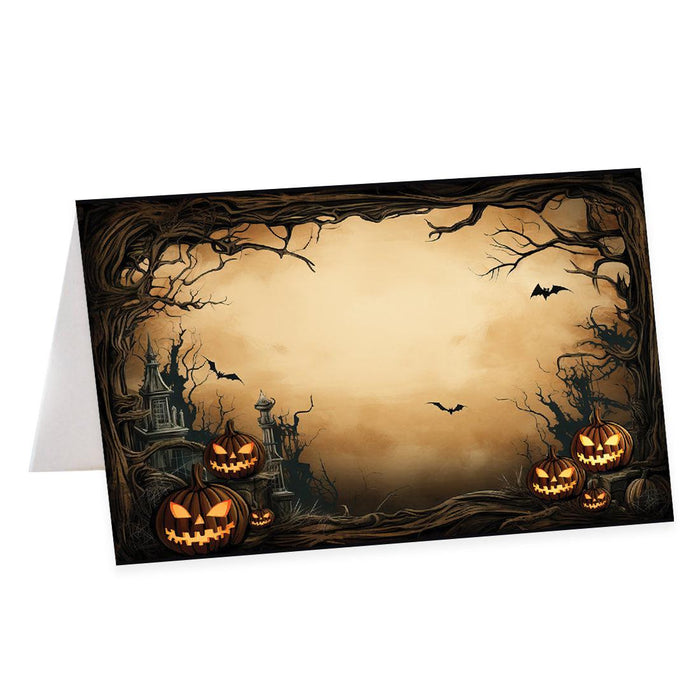 Set of 24 Halloween Table Tent Place Cards for Table Setting-Set of 24-Andaz Press-Scary Pumpkins-