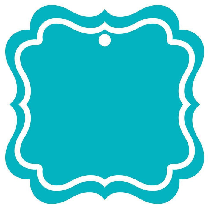 Set of 24 Solid Color Fancy Square Blank Gift Tags-Set of 24-Andaz Press-Aqua-