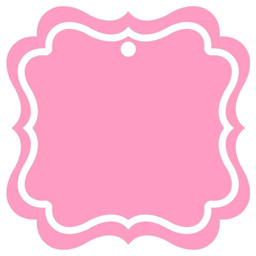 Set of 24 Solid Color Fancy Square Blank Gift Tags-Set of 24-Andaz Press-Bubblegum Pink-