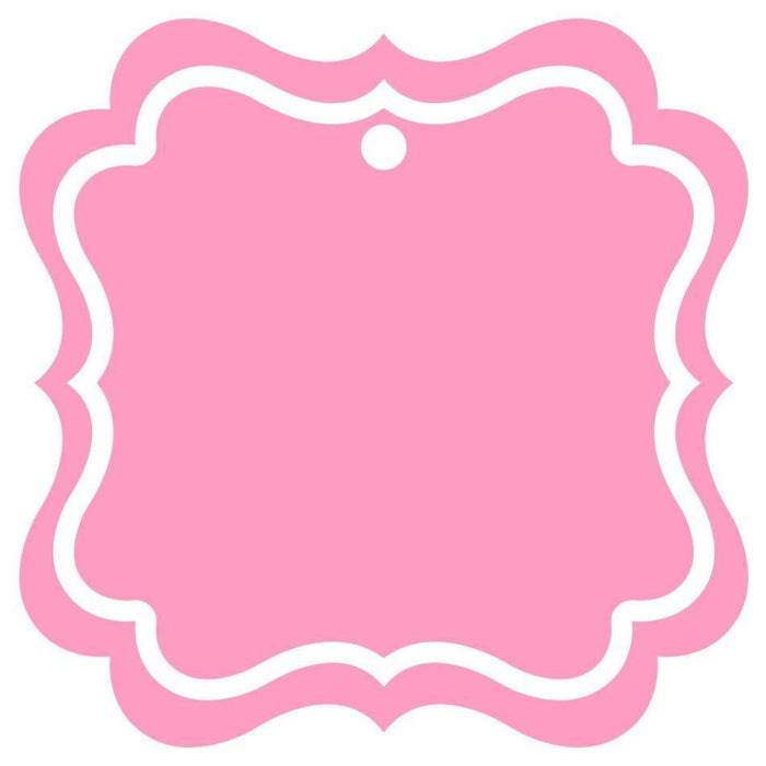 Set of 24 Solid Color Fancy Square Blank Gift Tags-Set of 24-Andaz Press-Bubblegum Pink-