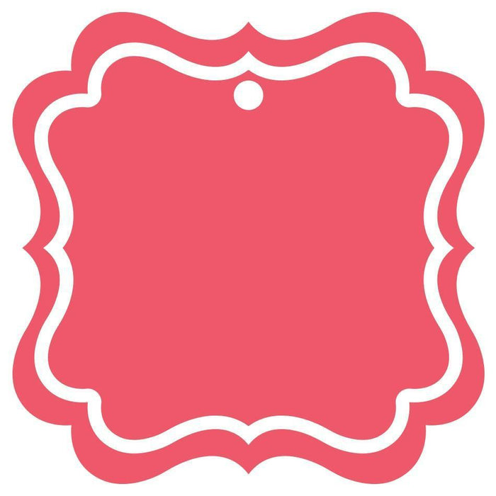Set of 24 Solid Color Fancy Square Blank Gift Tags-Set of 24-Andaz Press-Coral-