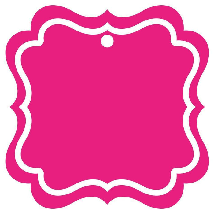 Set of 24 Solid Color Fancy Square Blank Gift Tags-Set of 24-Andaz Press-Fuchsia-