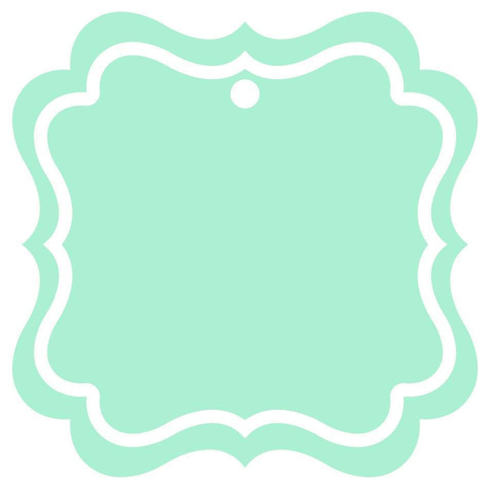 Set of 24 Solid Color Fancy Square Blank Gift Tags-Set of 24-Andaz Press-Mint Green-