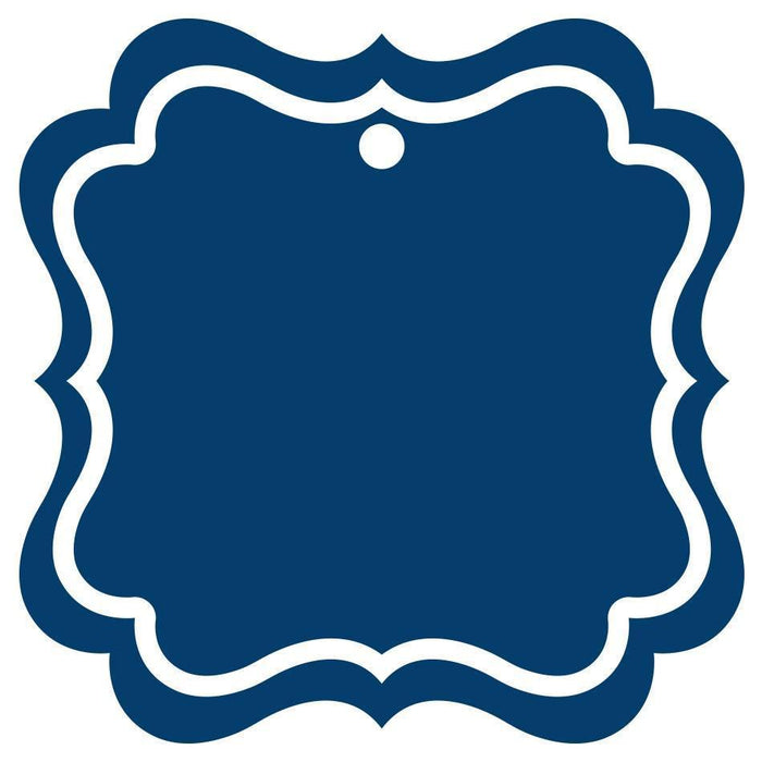 Set of 24 Solid Color Fancy Square Blank Gift Tags-Set of 24-Andaz Press-Navy Blue-