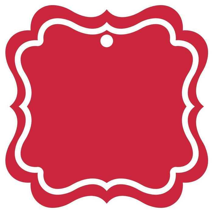 Set of 24 Solid Color Fancy Square Blank Gift Tags-Set of 24-Andaz Press-Red-