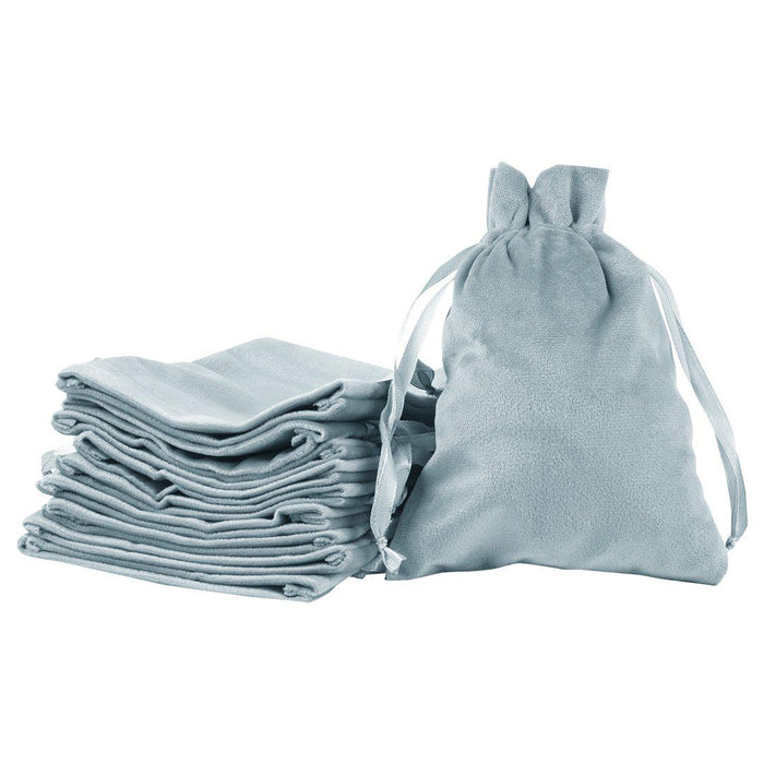 Set of 25 Velvet Drawstring Favor Bags-Set of 25-Andaz Press-5" x 7"-Ivory-