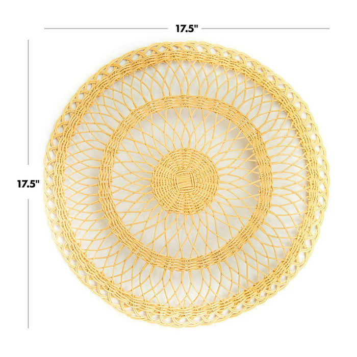 Set of 3 Boho Rattan Woven Wall Decor Natural Bamboo, Wedding Woven Wicker Decoration-Set of 3-Koyal Wholesale-
