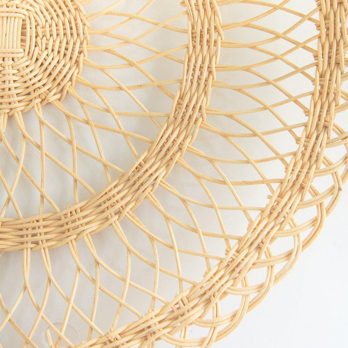 Set of 3 Boho Rattan Woven Wall Decor Natural Bamboo, Wedding Woven Wicker Decoration-Set of 3-Koyal Wholesale-