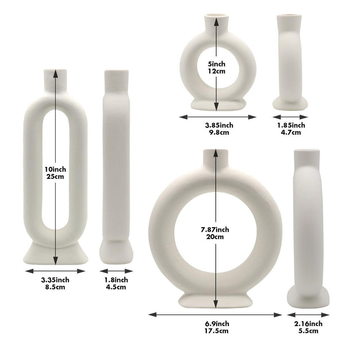 Set of 3 Ceramic Abstract Taper Candle Holders-Set of 3-Koyal Wholesale-Terracotta-