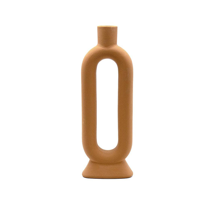 Set of 3 Ceramic Abstract Taper Candle Holders-Set of 3-Koyal Wholesale-Terracotta-