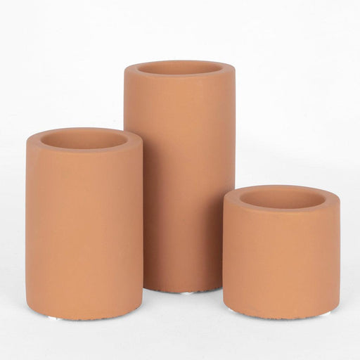 Set of 3 Ceramic Tealight and Taper Candle Holders Modern Minimal Candle Holder-Set of 3-Koyal Wholesale-Terracotta-